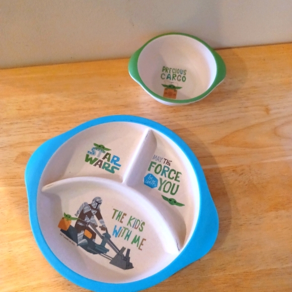 2 pc Star Wars Bamboo Fiber Divided Plate & Sm Bowl - Picture 2 of 6